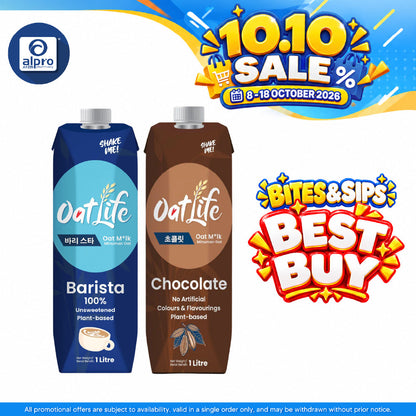 Oatlife Oat Milk (Barista/ Chocolate) 1L | Unsweetened & Smooth Oat Milk