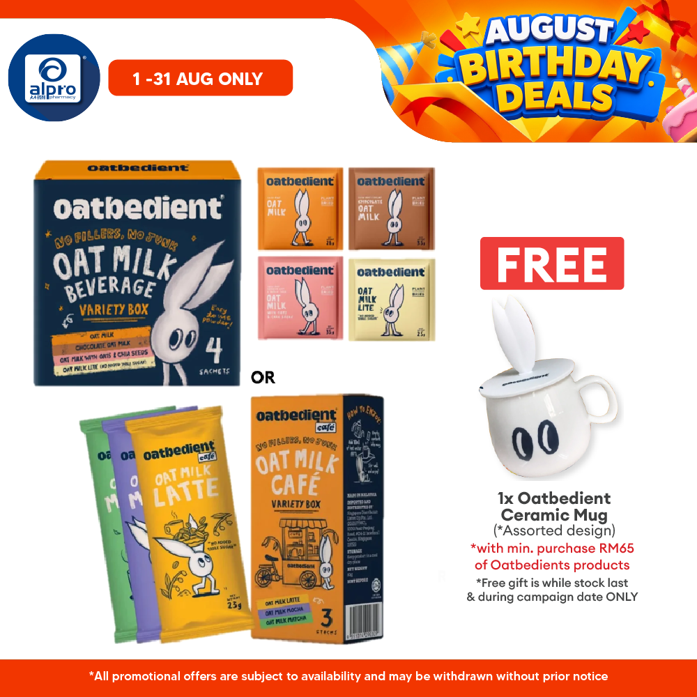 Oatbedient Oat Milk Powder (Variety Box 4s/ Cafe Variety Box 3s) | Try All Flavours Everyday Sample Box Oatbedient