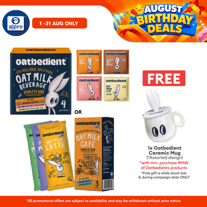 Oatbedient Oat Milk Powder (Variety Box 4s/ Cafe Variety Box 3s) | Try All Flavours Everyday Sample Box Oatbedient