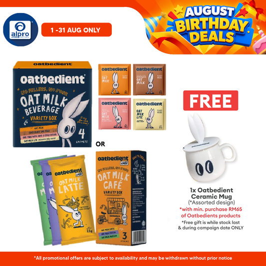 Oatbedient Oat Milk Powder (Variety Box 4s/ Cafe Variety Box 3s) | Try All Flavours Everyday Sample Box Oatbedient