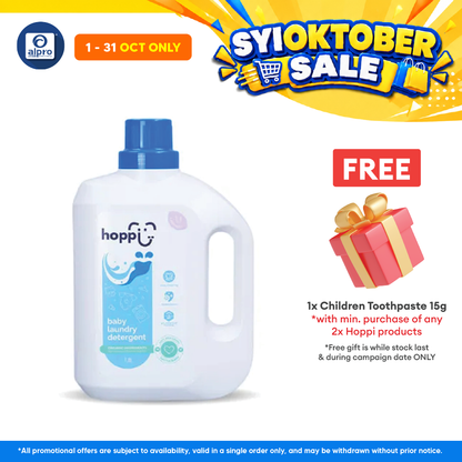 Hoppi Baby Laundry Detergent (Bottle) 1800mL | pH Balanced & Gentle on Sensitive Skin