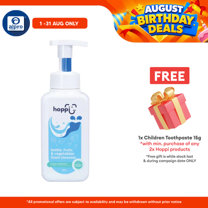 Hoppi Baby Bottle, Fruit & Vegetables Foam Cleanser 500mL | Food Grade Certified & Safe On Skin Hoppi