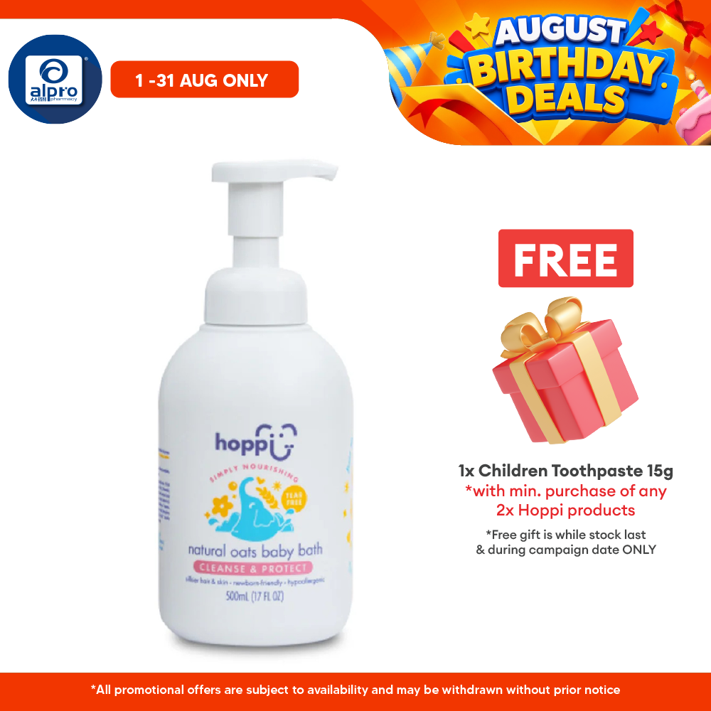 Hoppi Natural Oats Baby Bath 500mL | with Organic Camellia Seed Oil & Aloe Barbedensis Hoppi