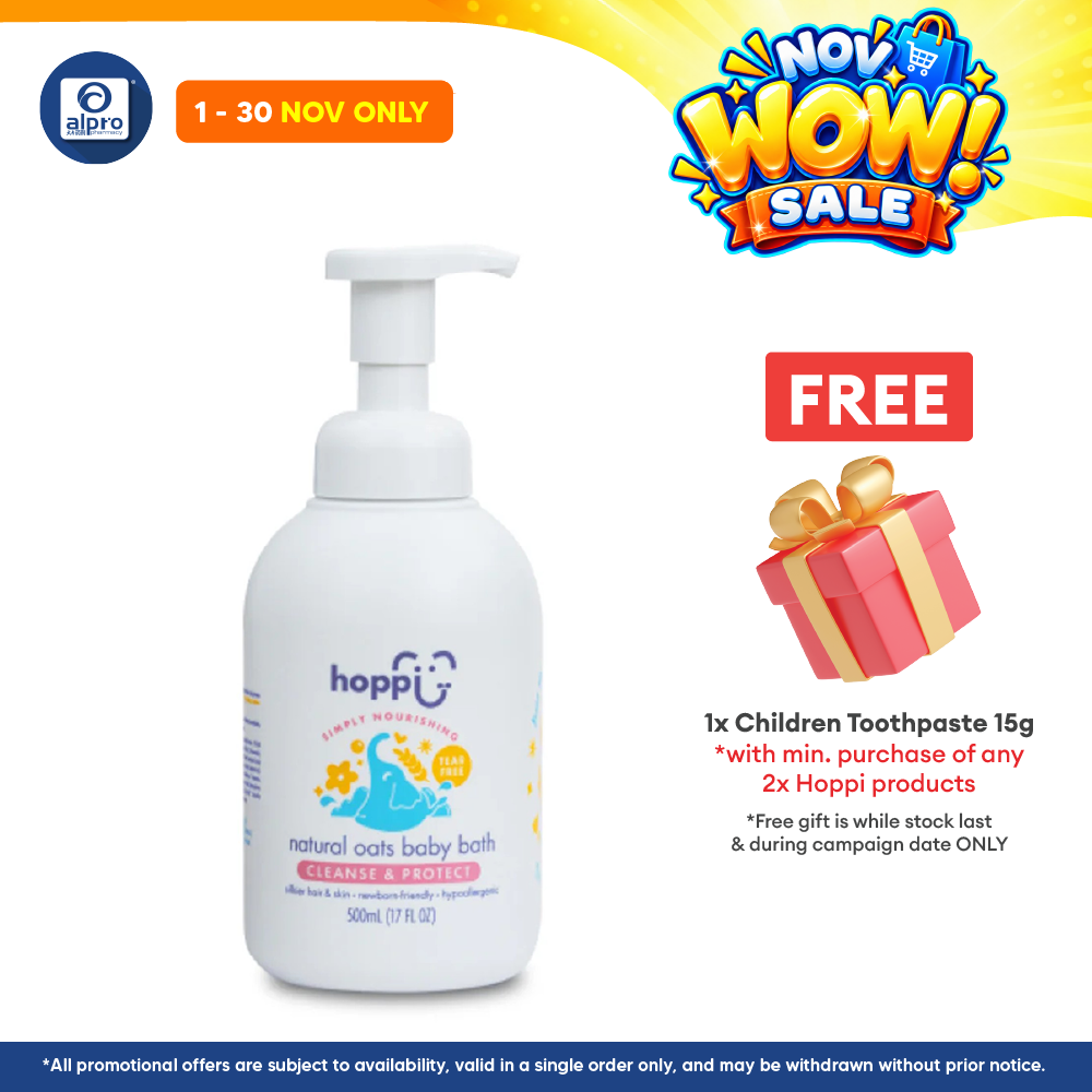 Hoppi Natural Oats Baby Bath 500mL | with Organic Camellia Seed Oil & Aloe Barbedensis