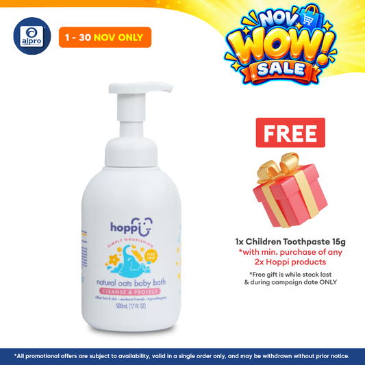 Hoppi Natural Oats Baby Bath 500mL | with Organic Camellia Seed Oil & Aloe Barbedensis