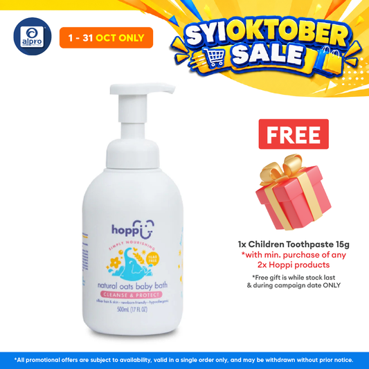 Hoppi Natural Oats Baby Bath 500mL | with Organic Camellia Seed Oil & Aloe Barbedensis