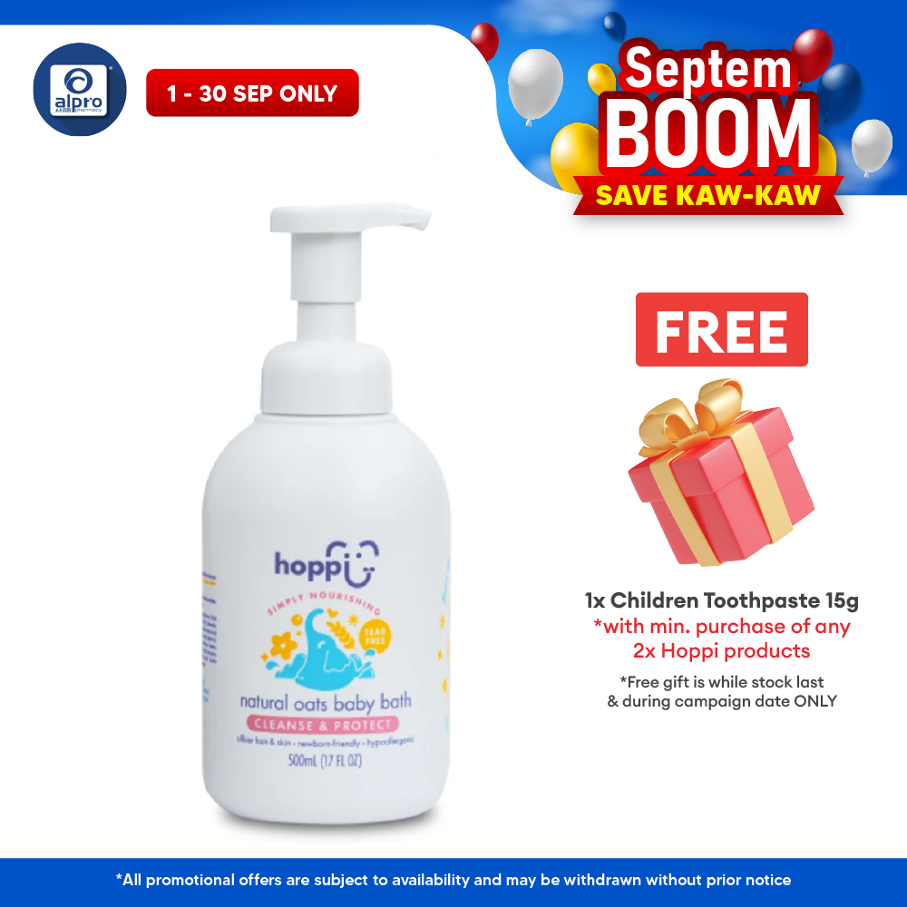 Hoppi Natural Oats Baby Bath 500mL | with Organic Camellia Seed Oil & Aloe Barbedensis Hoppi