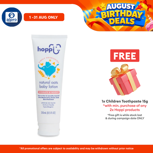 Hoppi Natural Oats Baby Lotion 250mL | Soothes Dry Skin & Rashes Hoppi