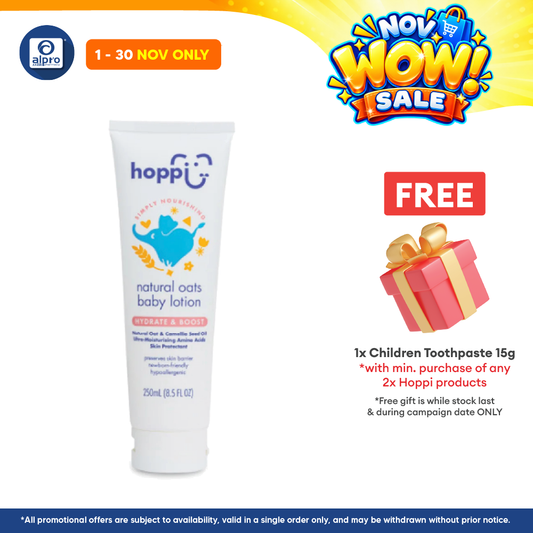 Hoppi Natural Oats Baby Lotion 250mL | Soothes Dry Skin & Rashes