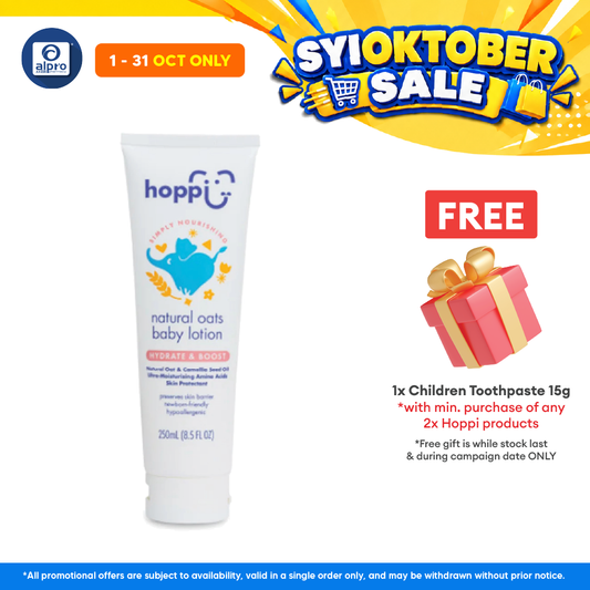 Hoppi Natural Oats Baby Lotion 250mL | Soothes Dry Skin & Rashes