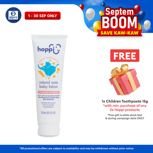 Hoppi Natural Oats Baby Lotion 250mL | Soothes Dry Skin & Rashes Hoppi