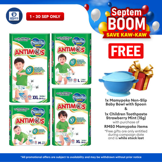 MamyPoko ANTIMOS Pants Diapers (Size M/ L/ XL/ XXL) | Natural Lemongrass Scent MamyPoko
