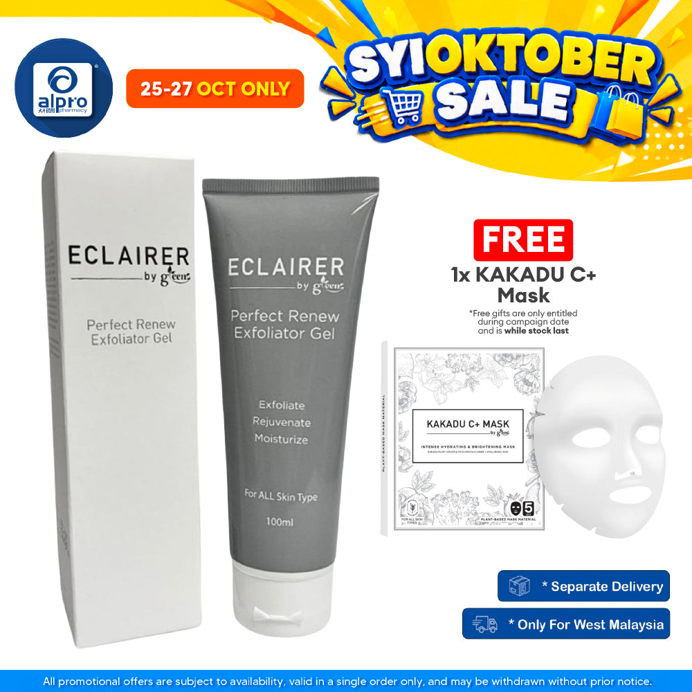 GREENS Eclairer Perfect Renew Exfoliator Gel 100mL | Rejuvenate Skin & Feel Fresh and Clean