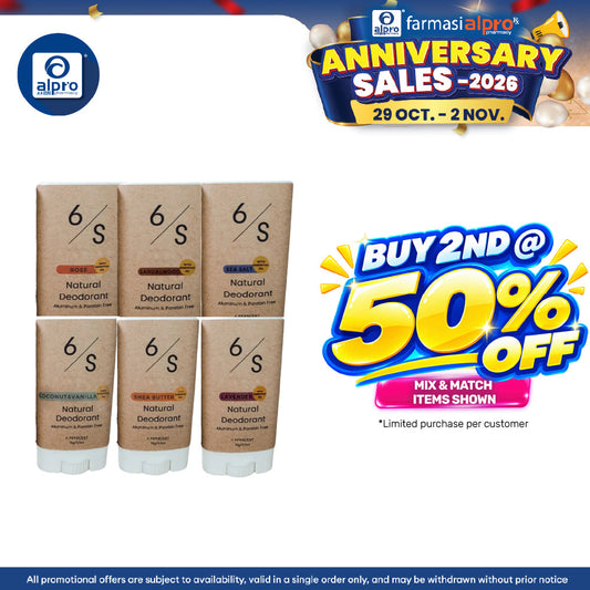 6/S Deodorant – (Lavender/ Rose/ Shea Butter/ Coconut Vanilla/ Sea Salt/ Sandalwood) 15g | Enriched with Essential Oil