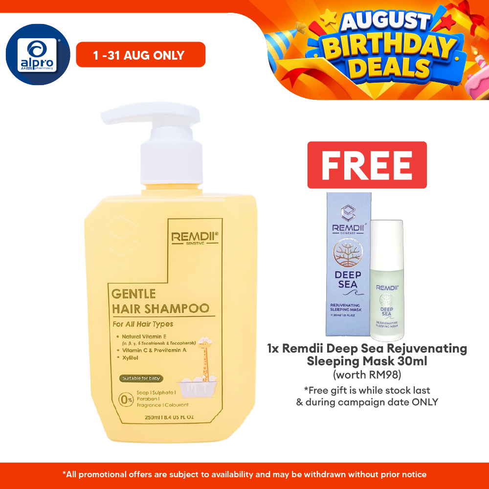 Remdii Gentle Hair Shampoo 250mL | Keeps Delicate Scalp & Hair Hydrated Remdii