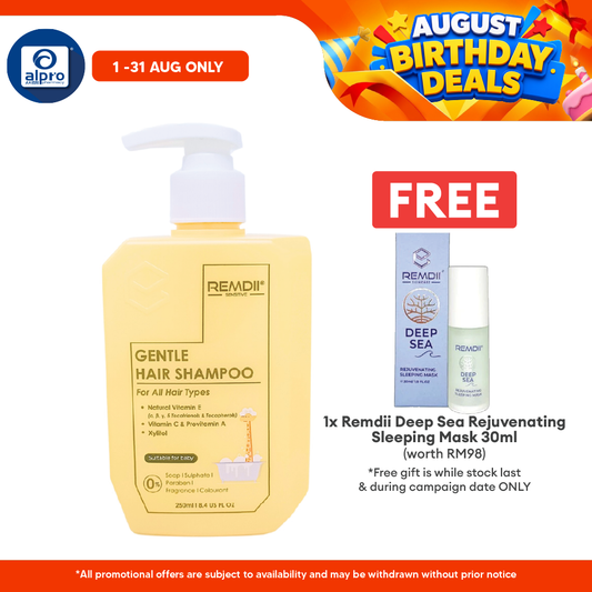 Remdii Gentle Hair Shampoo 250mL | Keeps Delicate Scalp & Hair Hydrated Remdii
