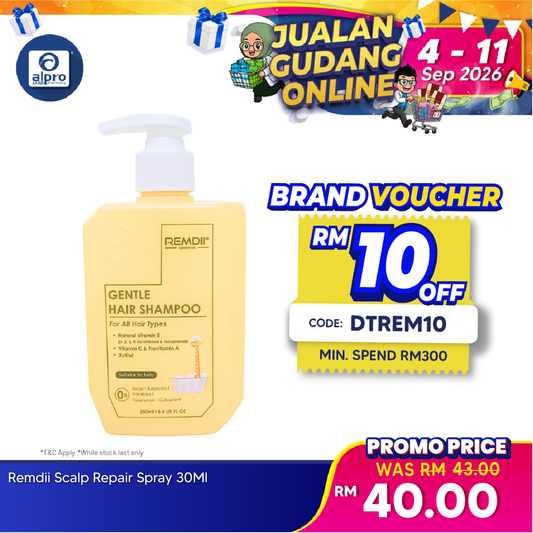 Remdii Gentle Hair Shampoo 250mL | Keeps Delicate Scalp & Hair Hydrated Remdii