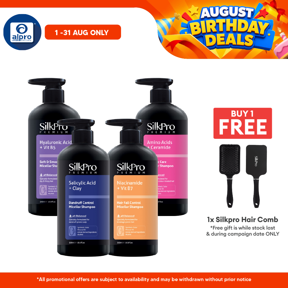 SilkPro Premium Micellar Shampoo (Dandruff Control/ Soft & Smooth/ Damage Care/ Hair Fall Control) 500mL SilkPro