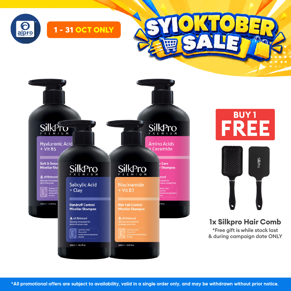 SilkPro Premium Micellar Shampoo (Dandruff Control/ Soft & Smooth/ Damage Care/ Hair Fall Control) 500mL