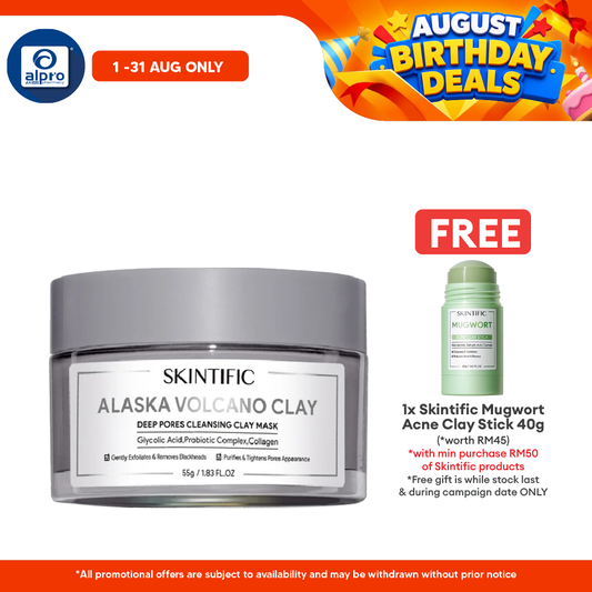 Skintific Alaska Volcano Clay Cleansing Clay Mask 55g | Exfoliates & Protect Skin Barrier Skintific