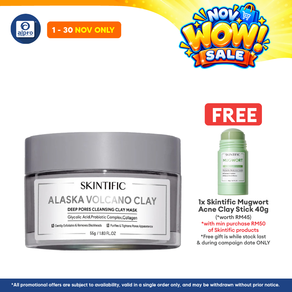 Skintific Alaska Volcano Clay Cleansing Clay Mask 55g | Exfoliates & Protect Skin Barrier