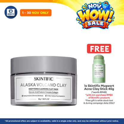 Skintific Alaska Volcano Clay Cleansing Clay Mask 55g | Exfoliates & Protect Skin Barrier