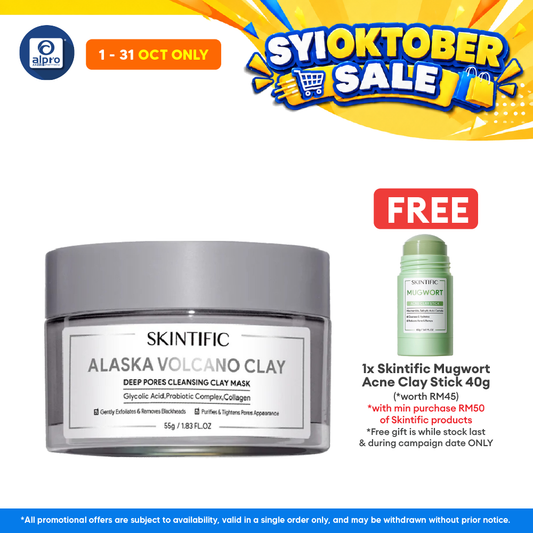 Skintific Alaska Volcano Clay Cleansing Clay Mask 55g | Exfoliates & Protect Skin Barrier