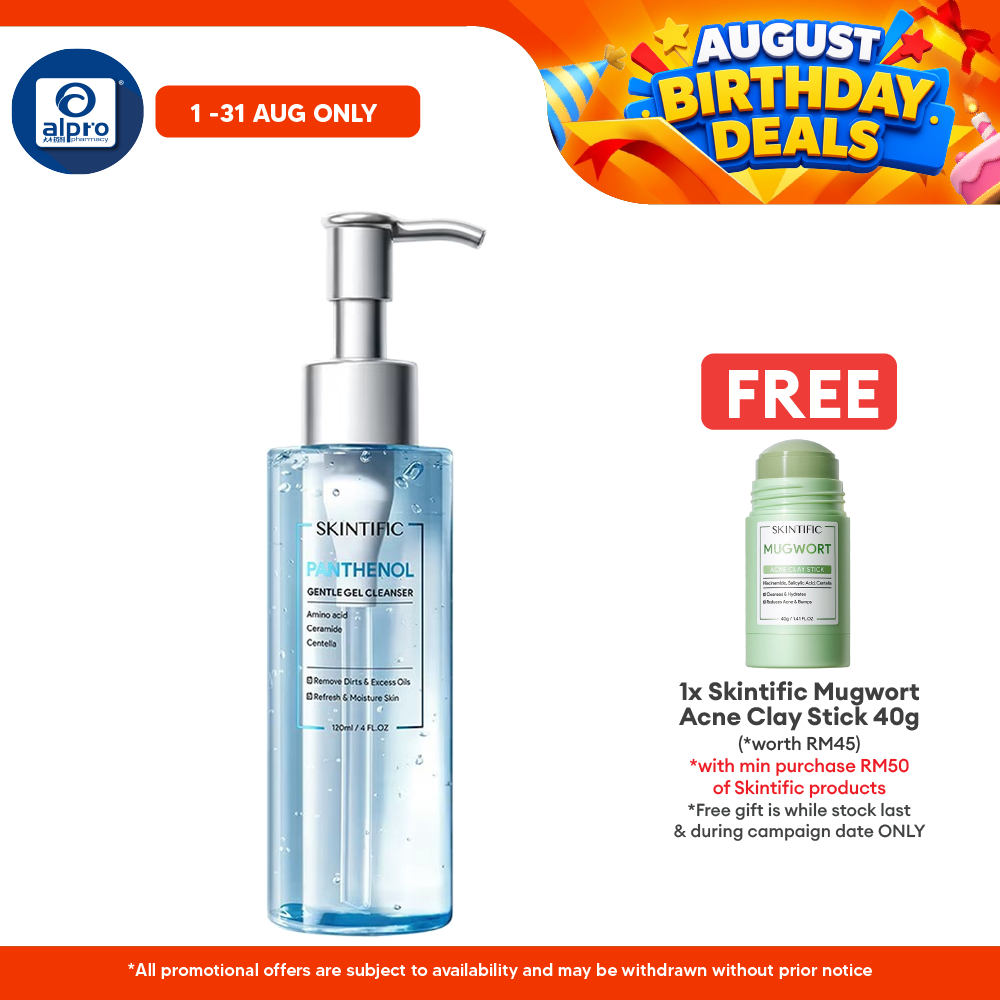 Skintific Panthenol Gentle Gel Cleanser 120mL | Deep Pore Cleansing & Refreshing Skintific