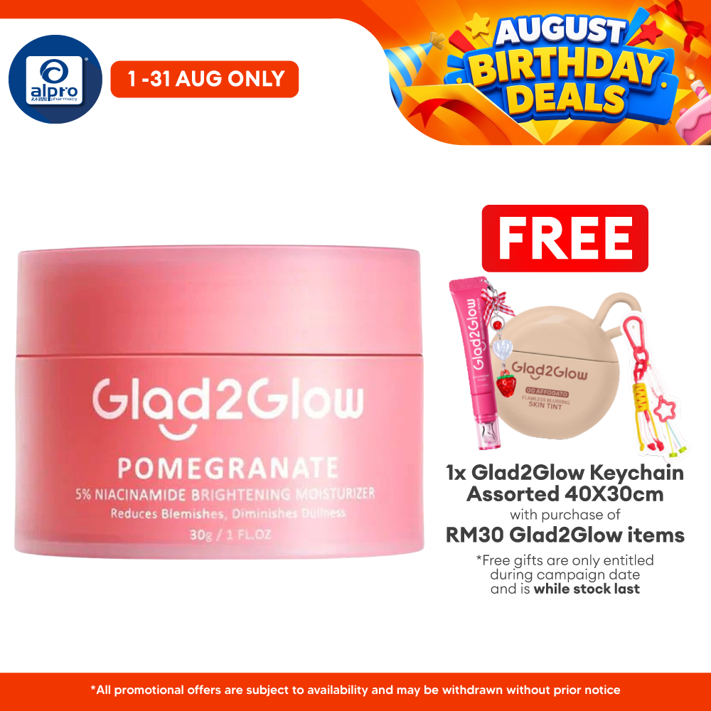 Glad2Glow Pomergranate 5% Niacinamide Brightening Moisturizer 30g | Moisturize & Brighten The Skin Glad2Glow