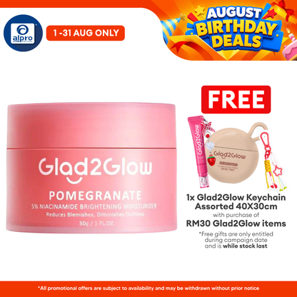 Glad2Glow Pomergranate 5% Niacinamide Brightening Moisturizer 30g | Moisturize & Brighten The Skin Glad2Glow