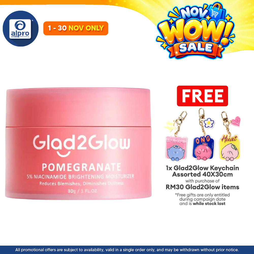 Glad2Glow Pomergranate 5% Niacinamide Brightening Moisturizer 30g | Moisturize & Brighten The Skin