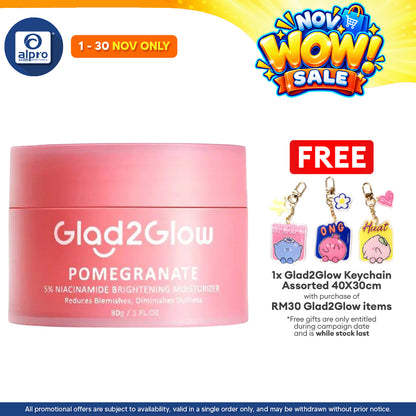 Glad2Glow Pomergranate 5% Niacinamide Brightening Moisturizer 30g | Moisturize & Brighten The Skin