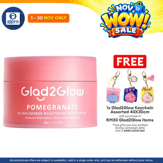 Glad2Glow Pomergranate 5% Niacinamide Brightening Moisturizer 30g | Moisturize & Brighten The Skin