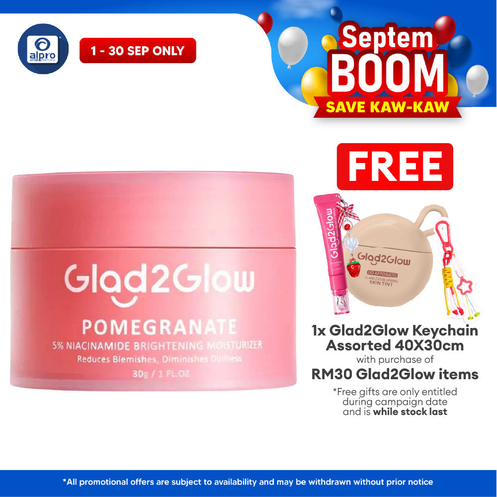 Glad2Glow Pomergranate 5% Niacinamide Brightening Moisturizer 30g | Moisturize & Brighten The Skin Glad2Glow