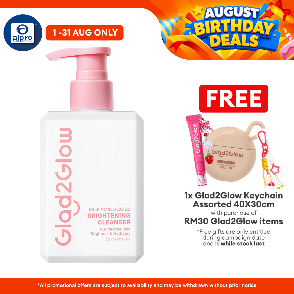 Glad2Glow Milk Amino Acids Gentle Cleanser 80g | Evens Out Skin Tone & Reduce Dullness Glad2Glow