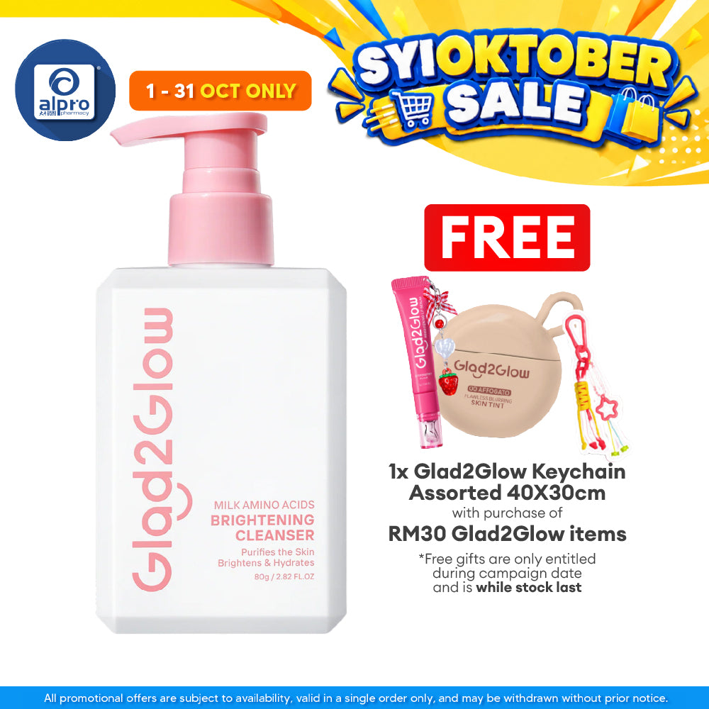 Glad2Glow Milk Amino Acids Gentle Cleanser 80g | Evens Out Skin Tone & Reduce Dullness