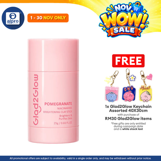Glad2Glow Pomegranate Niacinamide Brightening Clay Mask Stick 25g | Brighten & Evens Out Skin Tones