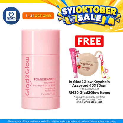 Glad2Glow Pomegranate Niacinamide Brightening Clay Mask Stick 25g | Brighten & Evens Out Skin Tones