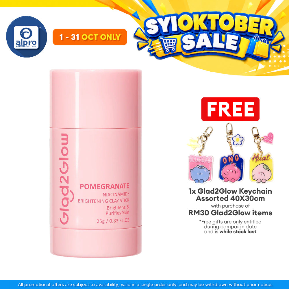 Glad2Glow Pomegranate Niacinamide Brightening Clay Mask Stick 25g | Brighten & Evens Out Skin Tones