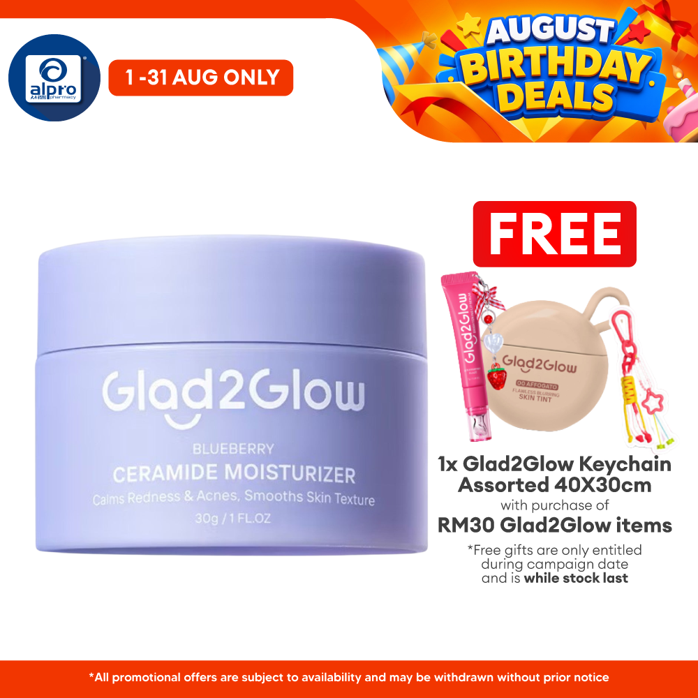 Glad2Glow Blueberry 5% Ceramide Barrier Repair Moisturizer 30g | Calms Inflamed & Irritated Skin Glad2Glow