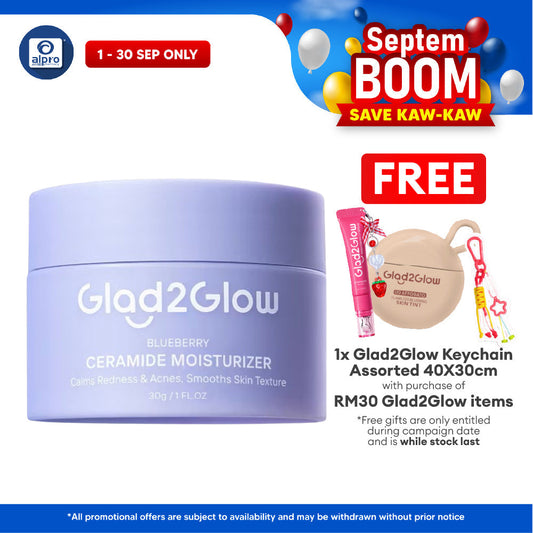 Glad2Glow Blueberry 5% Ceramide Barrier Repair Moisturizer 30g | Calms Inflamed & Irritated Skin Glad2Glow