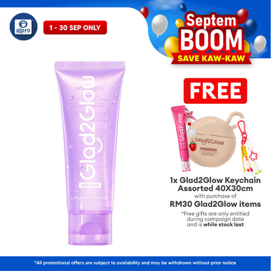 Glad2Glow Blueberry Ceramide Cleanser Low pH Gel 70mL | Help Control Excess Skin Oil Glad2Glow