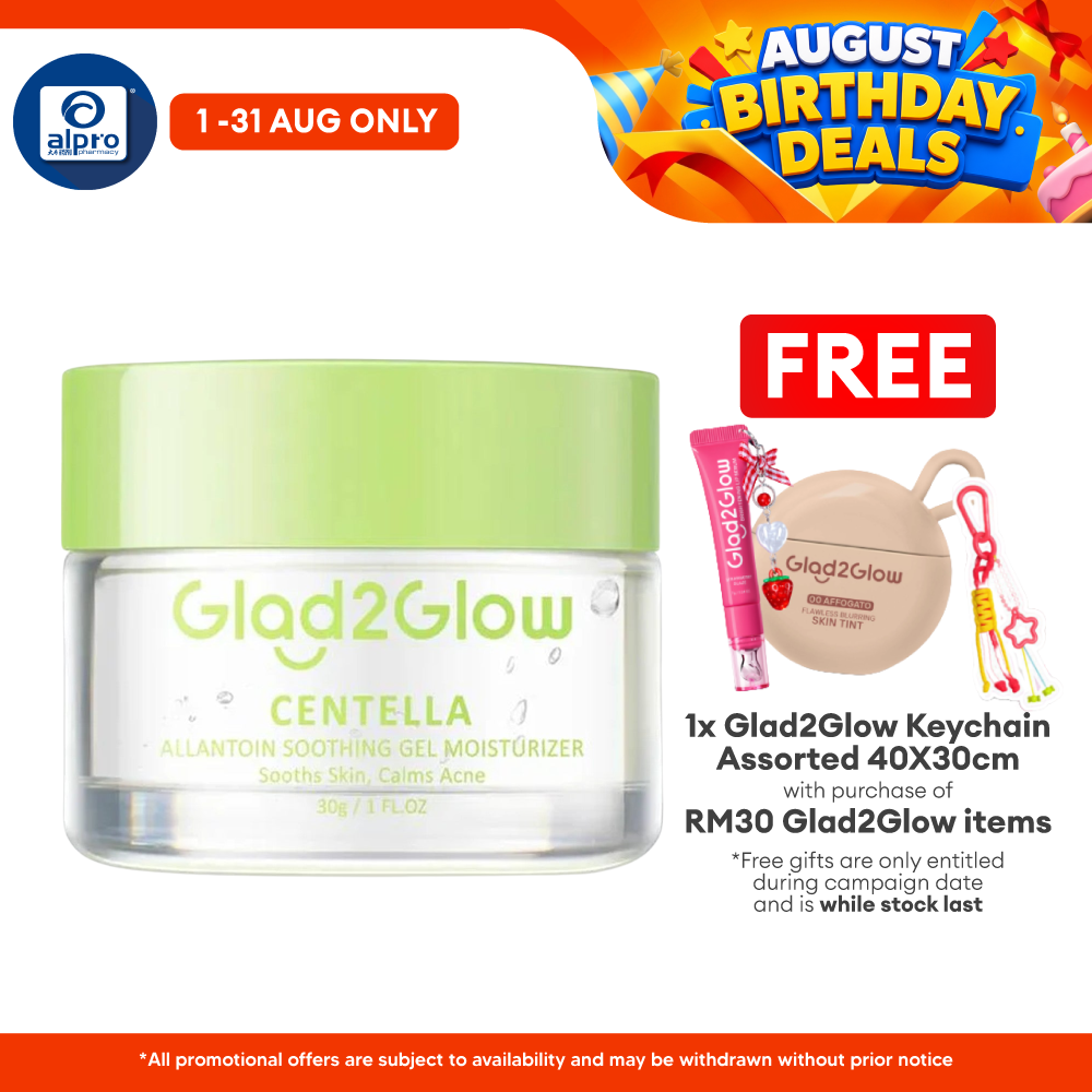 Glad2Glow Centella Allantoin Soothing Gel Moisturizer 30g | Hydrates Skin & Helps Treat Acne Glad2Glow