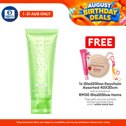 Glad2Glow Centella Salicylic Acid Acne Gel Cleanser 70mL | Gently Remove Dead Skin & Calms Acne Glad2Glow