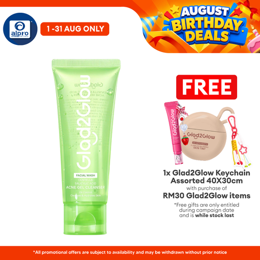 Glad2Glow Centella Salicylic Acid Acne Gel Cleanser 70mL | Gently Remove Dead Skin & Calms Acne Glad2Glow