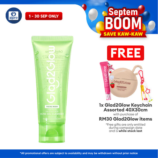 Glad2Glow Centella Salicylic Acid Acne Gel Cleanser 70mL | Gently Remove Dead Skin & Calms Acne Glad2Glow