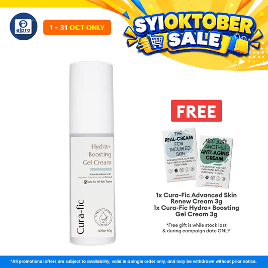 Cura-Fic Hydra+ Boosting Gel Cream 30g | Essential Daily Skin Moisturiser & Sensitive Skin Friendly
