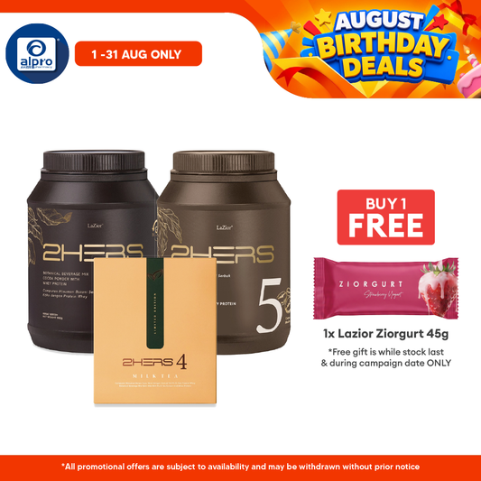 Lazior 2HERS (Cocoa/Mocha) 900g / Milk Tea 45g ×20s | Balanced & Convenient Meal Protein Lazior