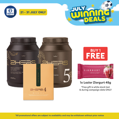 Lazior 2HERS (Cocoa/Mocha) 900g / Milk Tea 45g ×20s | Balanced & Convenient Meal Protein Lazior
