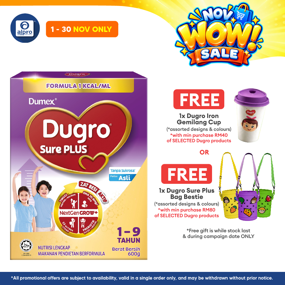 Dugro Sure Plus 1~9 Year 600g | Balanced Nutrition With 33 Total Essential Nutrition